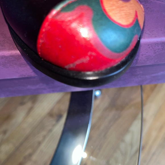 Black and Red Double bow leather ankle boots - Picture 5 of 6